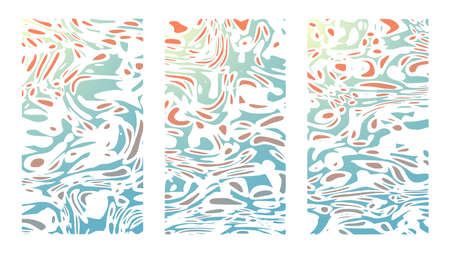 Set of psychedelic vector backgrounds. Vertical good vibes colorful templates, faded posters and covers. Calm colors on canvas, full hd size for storytelling, wide presentationのイラスト素材