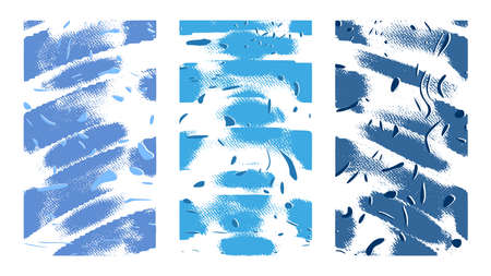 Artistic winter sketchy backgrounds. Snowy windows. Hand drawn vector illustration. Blue particles,...