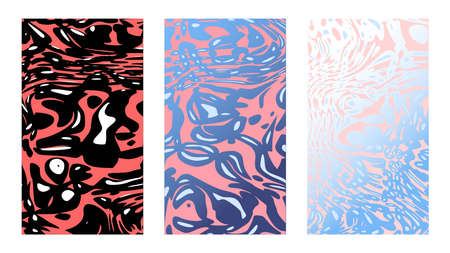 Wild patterns vector set. Bright backgrounds for social stories. Vertical vector templates, tiger fur colors, shark skin, ocean curvatureのイラスト素材