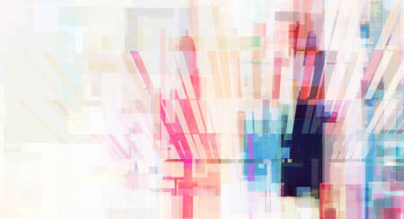 Geometric background, artistic digital artwork. Wall art, bright abstract colorful rectangles, street perspective and skyscraper reflectionsの写真素材
