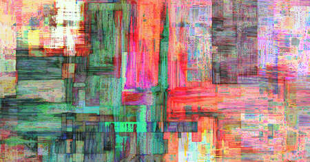 Abstract digital artwork, background painting, wall art fantasy with green and red accents. Geometric paint strokesの写真素材