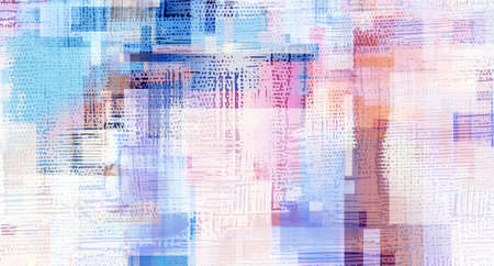 Pastel vibe painting, abstract digital artwork in bright color palette. Wall art for interior with orange accent. Geometric background illustrationの写真素材