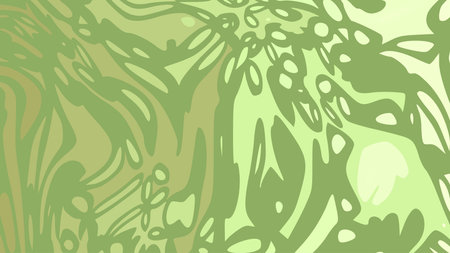 Abstract seaweed, cartoon background with irregular pattern. Multiple curved lines and shapes. Bright green vector illustrationのイラスト素材
