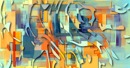 Warm abstract 3d urban backdrop, pixel art, hot pattern background. Random colorful mosaic for web, architectureの写真素材