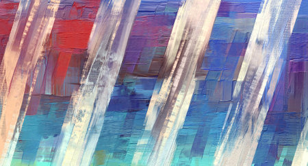 Iridescent abstract paint strokes, oil painting on canvas. Acrylic art, artistic texture. Brush daubs and smears grungy background, hand painted colored patternの写真素材