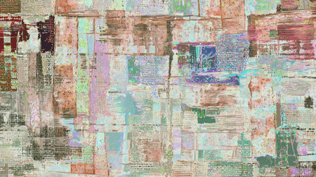 Brown and green background painting. Rough brush strokes digitally painted artwork. Sage color accent backdrop illustrationの写真素材