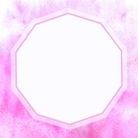 Square watercolor frame with a white polyhedron. Abstract illustration template frame. Exclusive artwork background. A unique image. White polyhedron in design. New design.の写真素材
