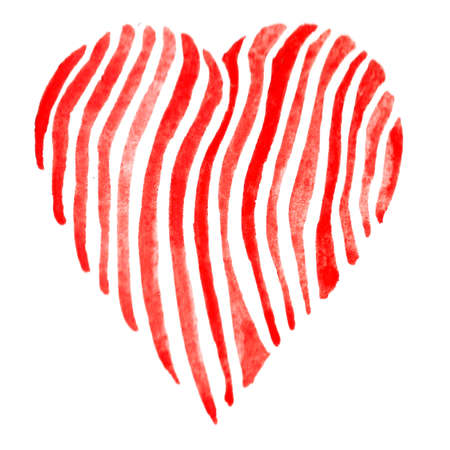 Watercolor insulated illustration of a red heart symbol. Isolated image on white background. Hand drawing for Valentine's Day. Modern design.の写真素材