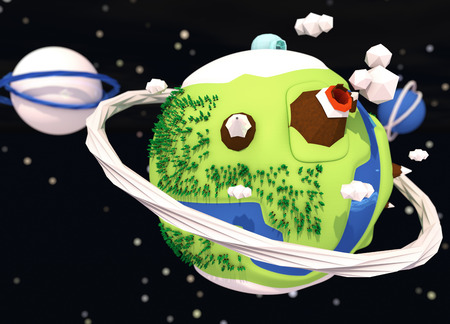 Little funny planet low poly backgroundの写真素材