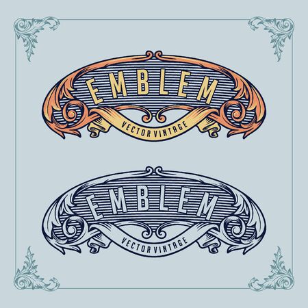 Emblem monogram Vintage Design setのイラスト素材