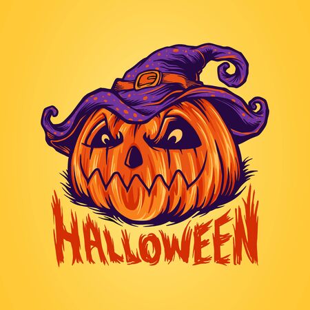 Illustrations hallowen pumpkin Design For Your happyのイラスト素材