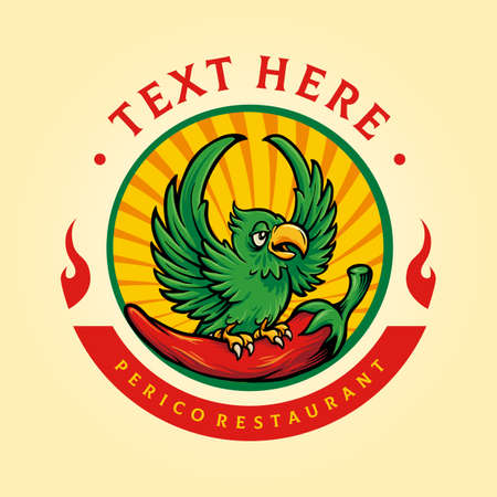 Perico Restaurant Mascot Logo with Chiliのイラスト素材