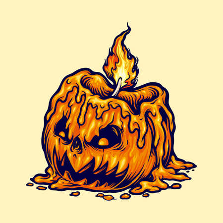 Candle Head Halloween Pumpkin Illustrations for clothing line merchandise sticker and poster publicationsのイラスト素材