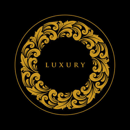 Luxury Ornament Circle Gold Logo Emblem for your business elegant trendyのイラスト素材