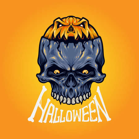 Halloween Skull for poster and Clothing line merchandise sticker, poster publications  isolated vector illustrationsのイラスト素材
