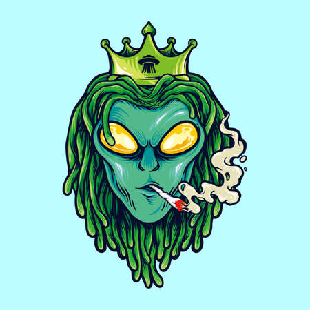Alien Dreadlock king, weed Smoke illustrationsのイラスト素材