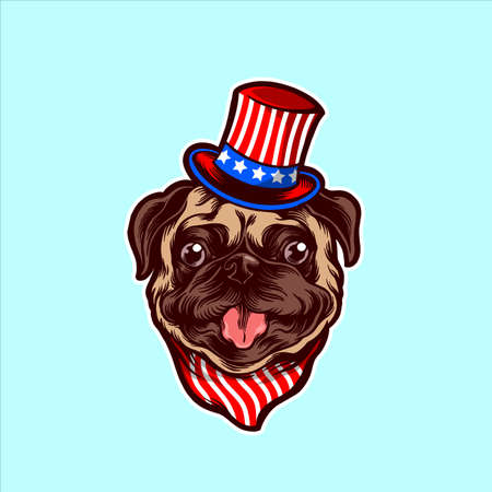 American Bulldog Gentleman Animal with hat for your work merchandise clothing line, stickers and poster, greeting cards advertising business company or brandsのイラスト素材