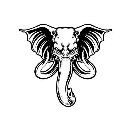 Angry elephant head mascot Silhouette illustrations for your work Logo, mascot merchandise t-shirt, stickers and Label designs, poster, greeting cards advertising business company or brands.のイラスト素材