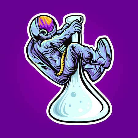 space astronaut bong ripper illustrations for your work Logo, mascot merchandise t-shirt, stickers and Label designs, poster, greeting cards advertising business company or brands.のイラスト素材
