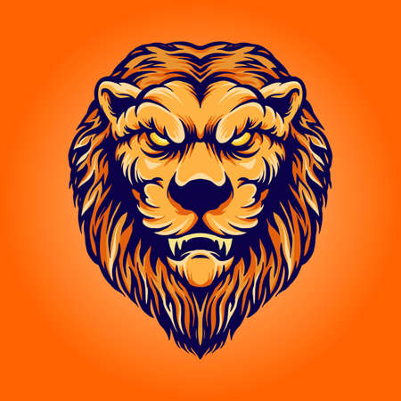 Lion Head Vintage Character illustrations for your work Logo, mascot merchandise t-shirt, stickers...