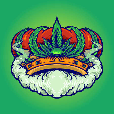 Smoking Hawaian Tiki Weed Leaf Vector illustrations for your work Logo, mascot merchandise t-shirt, stickers and Label designs, poster, greeting cards advertising business company or brands.のイラスト素材