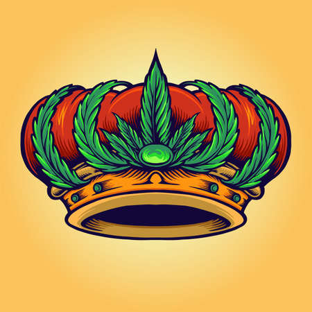 King Kush Logo Isolated Cannabis Crown Vector illustrations for your work Logo, mascot merchandise t-shirt, stickers and Label designs, poster, greeting cards advertising business company or brands.のイラスト素材
