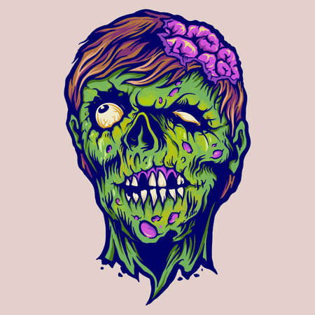 Our Brains Skull Mascot Logo Vector illustrations for your work Logo, mascot merchandise t-shirt, stickers and Label designs, poster, greeting cards advertising business company or brands.のイラスト素材