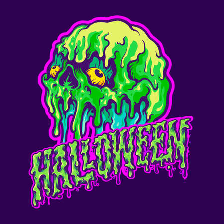 Monster eat Blood Horror Halloween  Vector illustrations for your work Logo, mascot merchandise t-shirt, stickers and Label designs, poster, greeting cards advertising business company or brands.のイラスト素材