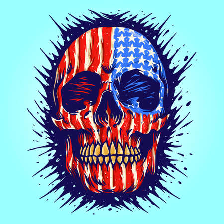 American Flag Skull Gold Dental Vector illustrations for your work Logo, mascot merchandise t-shirt, stickers and Label designs, poster, greeting cards advertising business company or brands.のイラスト素材