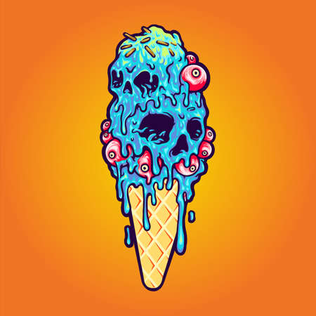One Eye Monster Melt Halloween Vector illustrations for your work Logo, mascot merchandise t-shirt, stickers and Label designs, poster, greeting cards advertising business company or brands.のイラスト素材