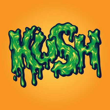 Kush Typeface Melting Vector illustrations for your work Logo, mascot merchandise t-shirt, stickers and Label designs, poster, greeting cards advertising business company or brands.のイラスト素材