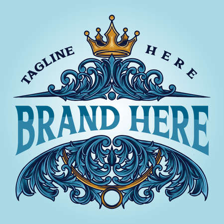 King Victorian Modern Ornate for Logo Brand Template Vector illustrations for your work mascot merchandise t-shirt, stickers and Label designs, poster, greeting cards advertising business companyのイラスト素材