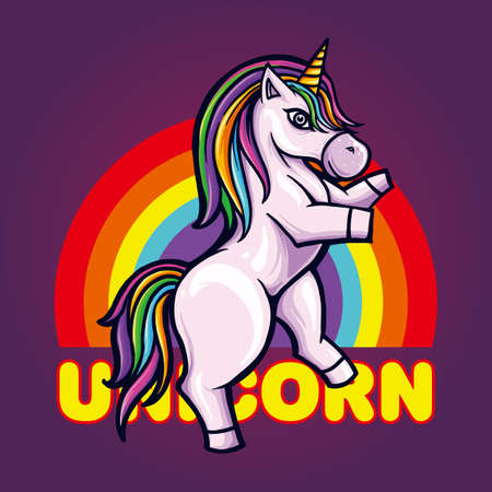 Cute unicorn pony rainbow Vector illustrations for your work Logo, mascot merchandise t-shirt, stickers and Label designs, poster, greeting cards advertising business company or brands.のイラスト素材