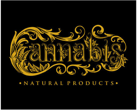 Classic luxury word lettering cannabis vector illustrations for your work logo, merchandise t-shirt, stickers and label designs, poster, greeting cards advertising business company or brandsのイラスト素材