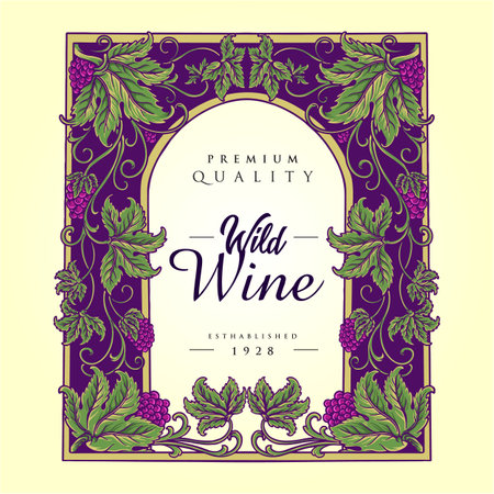Vintage luxury wine floral labels vector illustrations for your work logo, merchandise t-shirt, stickers and label designs, poster, greeting cards advertising business company or brandsのイラスト素材