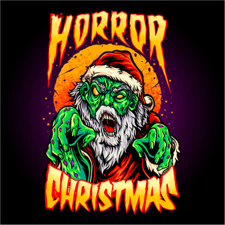 Christmas Santa Claus zombie horror vector illustrations your work logo, merchandise t-shirt, stickers label designs, poster, greeting cards advertising business company brandsのイラスト素材