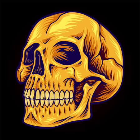 Classic skull head logo mascot vector illustrations for your work logo, merchandise t-shirt, stickers and label designs, poster, greeting cards advertising business company or brandsのイラスト素材