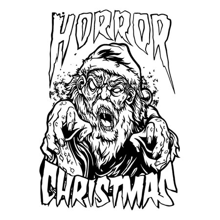 Santa claus christmas zombie horror silhouette Vector illustrations for your work Logo, mascot merchandise t-shirt, stickers and Label designs, poster, greeting cards advertising business company or brands.のイラスト素材