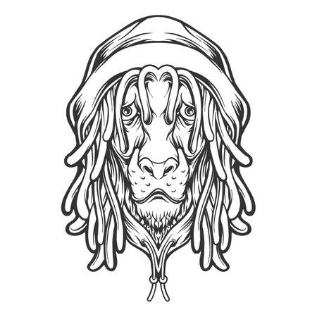 Lion head cool rasta with hat reggae silhouette Vector illustrations for your work Logo, mascot merchandise t-shirt, stickers and Label designs, poster, greeting cards advertising business company or brands.のイラスト素材