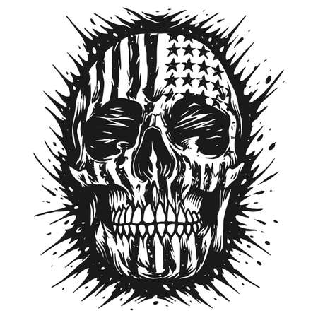American Skull Silhouette Clipart Vector illustrations for your work Logo, mascot merchandise t-shirt, stickers and Label designs, poster, greeting cards advertising business company or brands.のイラスト素材