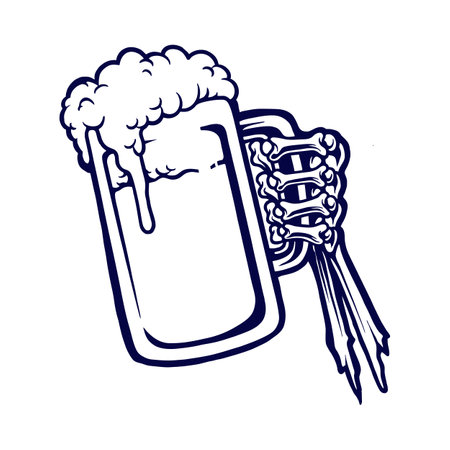 Beer Glass Bones Hand Silhouette Vector illustrations for your work Logo, mascot merchandise t-shirt, stickers and Label designs, poster, greeting cards advertising business company or brands.のイラスト素材