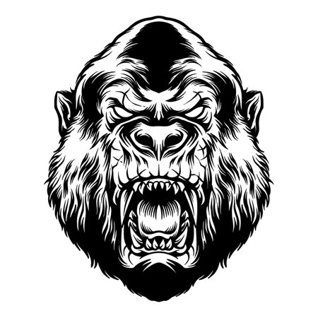 Angry Gorilla Head Silhouette Vectorのイラスト素材