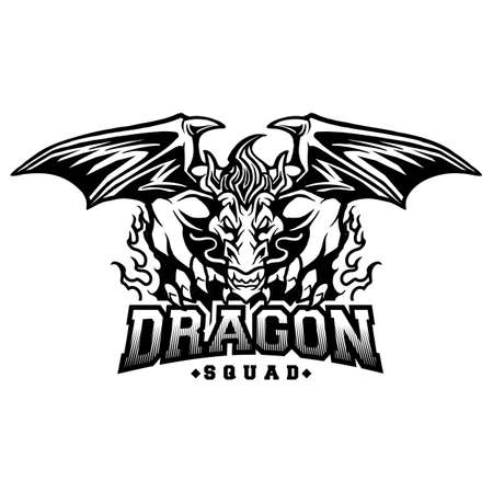 Dragon Squad Monster Silhouette Vector illustrations for your work Logo, mascot merchandise t-shirt, stickers and Label designs, poster, greeting cards advertising business company or brands.のイラスト素材