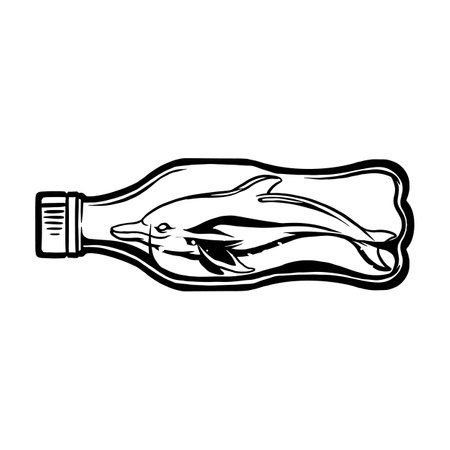 dolphin in plastic bottle Silhouette Vector illustrations for your work Logo, mascot merchandise t-shirt, stickers and Label designs, poster, greeting cards advertising business company or brands.のイラスト素材