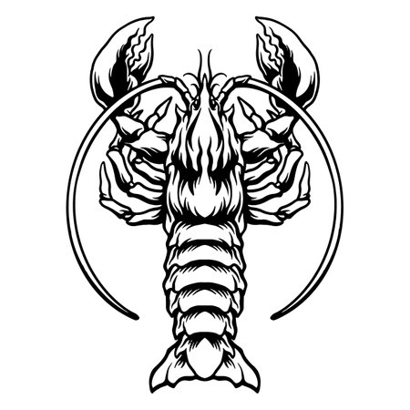 Lobster Big Shrimp Silhouette Food vector illustrations for your work logo, merchandise t-shirt, stickers and label designs, poster, greeting cards advertising business company or brandsのイラスト素材