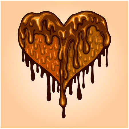 Cute dripping heart chocolate illustrations vector illustrations for your work logo, merchandise t-shirt, stickers and label designs, poster, greeting cards advertising business company or brandsのイラスト素材