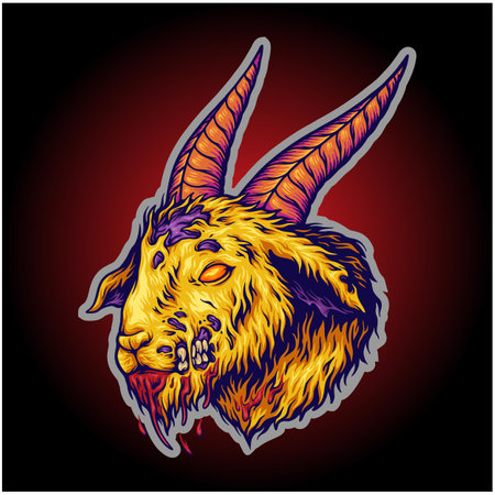 Angry mountain goat head illustration vector illustrations for your work logo, merchandise t-shirt, stickers and label designs, poster, greeting cards advertising business company or brandsのイラスト素材