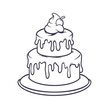 Delicious birthday cake silhouette illustration vector illustrations for your work logo, merchandise...