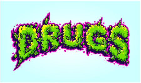 Lettering words drugs with smoke effect illustration vector illustrations for your work logo, merchandise t-shirt, stickers and label designs, poster, greeting cards advertising business company or brandsのイラスト素材