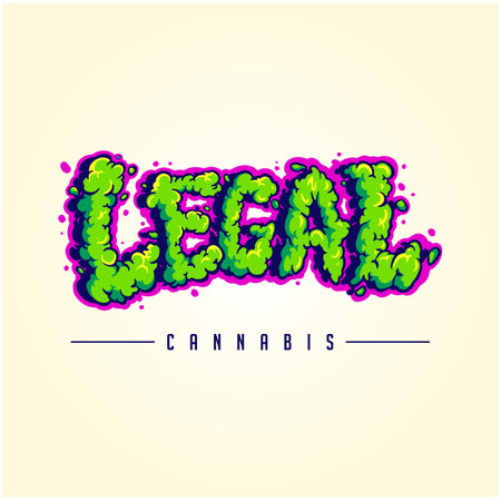 Smoke effect legal weed words lettering illustration vector illustrations for your work logo, merchandise t-shirt, stickers and label designs, poster, greeting cards advertising business company or brandsのイラスト素材